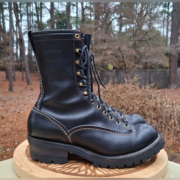 WESCO Men's Jobmaster Steel Toe 10 Inch Black Leather Lace-To-Toe Boots Size 10 - Picture 10 of 10